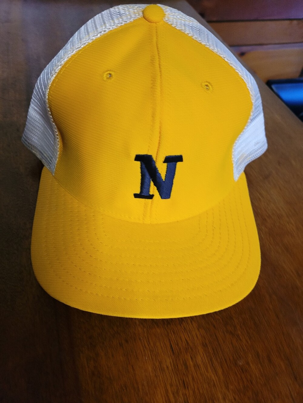 Yellow Ballcap Hat with Navy 'N' Embroidery (C02)